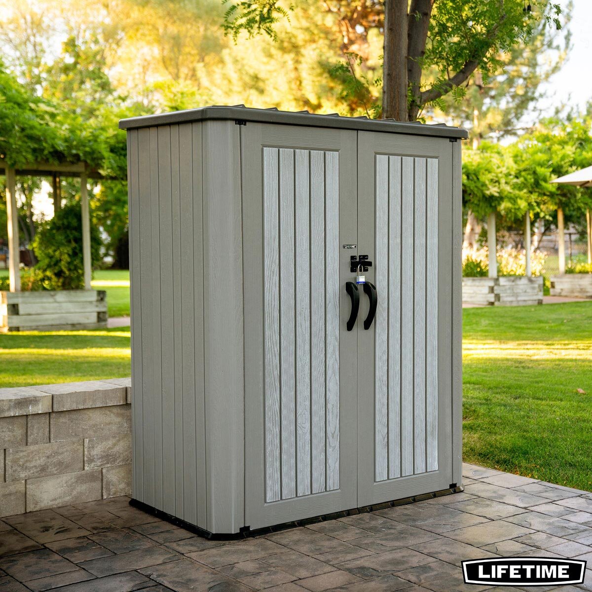 Lifetime 5x3 Outdoor Plastic Storage Shed 60375U 2060L Garden Shelves Grey