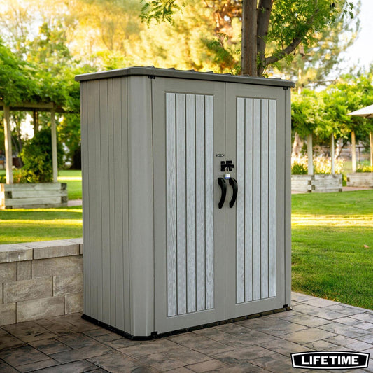 Lifetime 5x3 Outdoor Plastic Storage Shed 60375U 2060L Garden Shelves Grey