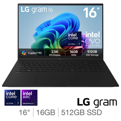 LG Gram 16Z90TL Intel Core Ultra 7 16GB 512GB SSD 16" Laptop Notebook Black
