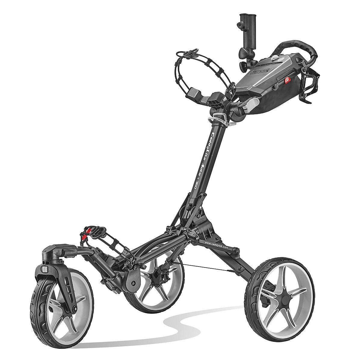 CaddyTek CaddyLite Auto+360 Golf Trolley Push Cart 3 Wheel Aluminium Grey