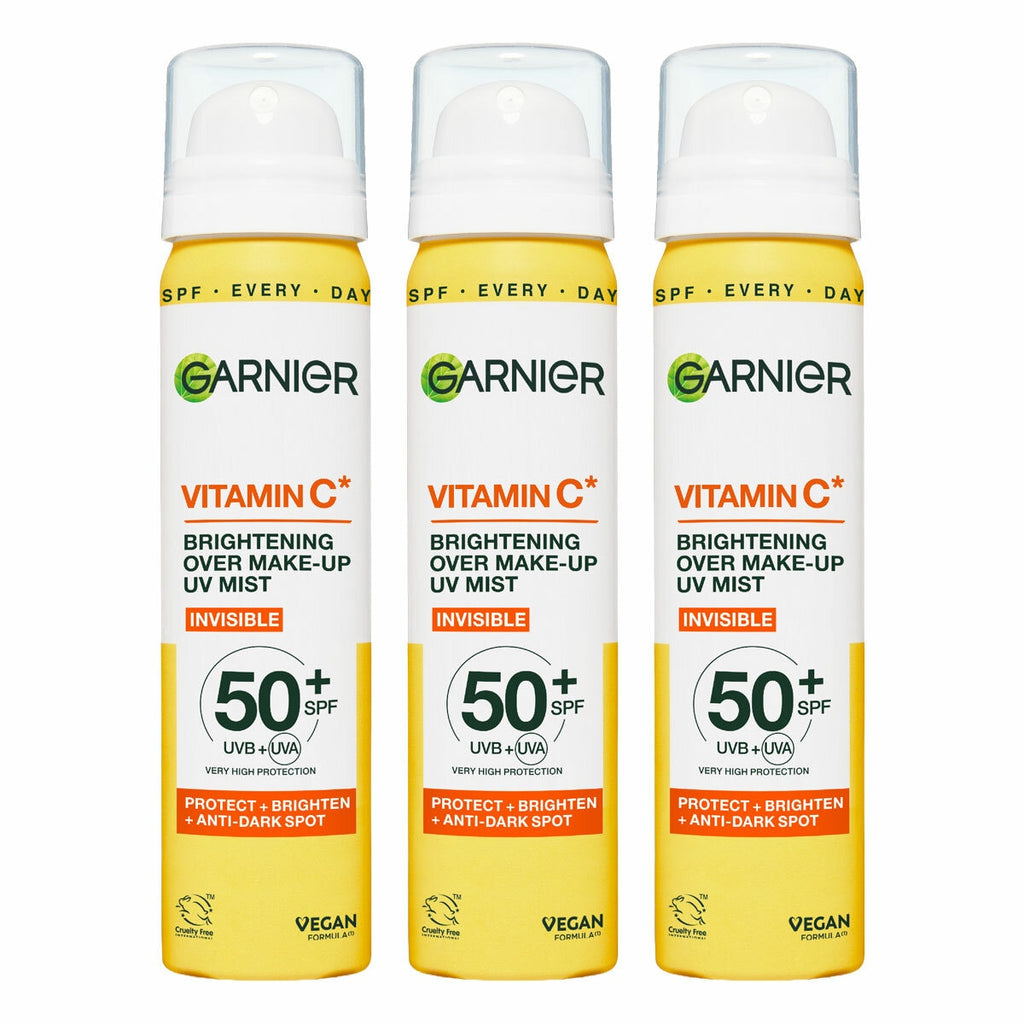 Garnier Vitamin C UV Mist SPF50+ Over Makeup Sun Cream 3x75ml Brightening