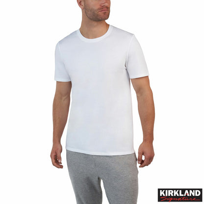 Kirkland Signature Men's White Cotton Crewneck T-Shirt Undershirt 6 Pack Large