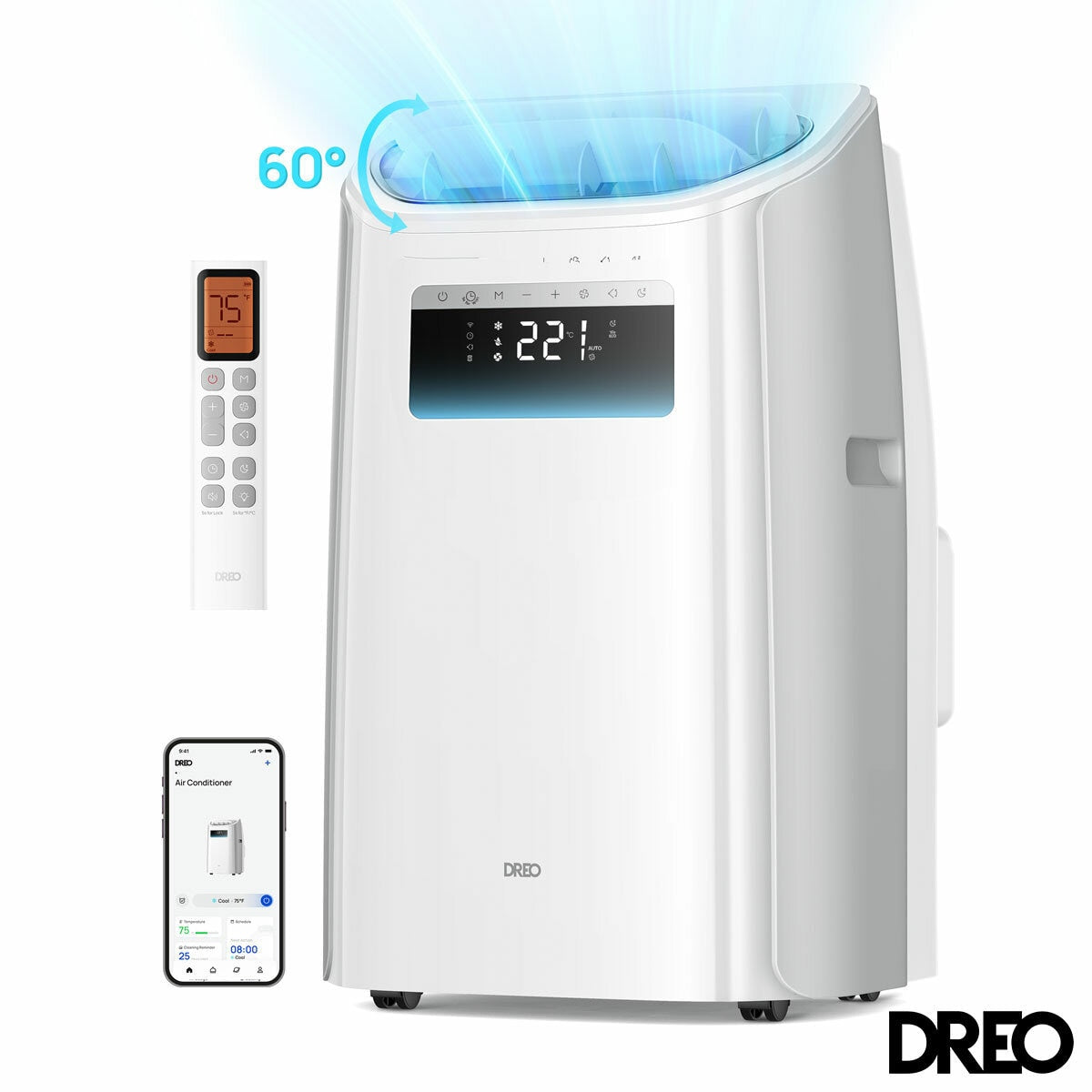 Dreo DR-HAC011S Smart Portable Air Conditioner 3-in-1 Cool Fan Dry White