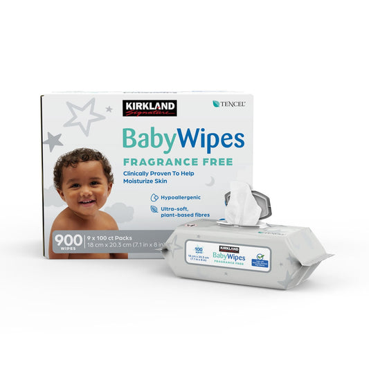 Kirkland Signature Tencel Baby Wipes 900 Pack Hypoallergenic Fragrance Free