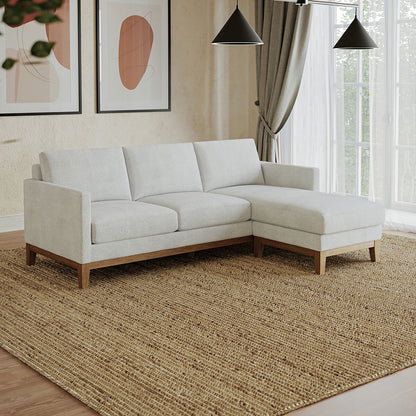 Henredon Murphy Cream Fabric Corner Sofa Reversible Chaise Lounge Coil Cushion