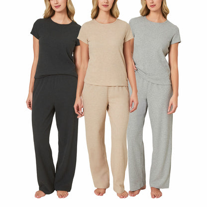 Well+Home Ladies 3 Piece Waffle Knit Lounge Set Loungewear grey Medium