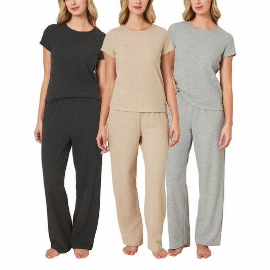 Well+Home Ladies 3 Piece Waffle Knit Lounge Set Loungewear grey Medium