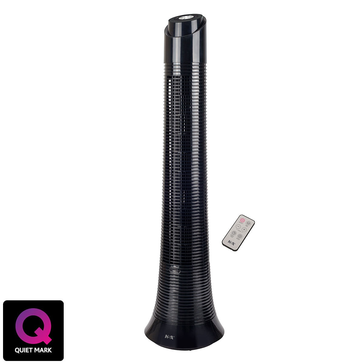 NSA Bladeless Column Tower Fan Remote Control 32 Speed Black 111cm Oscillating