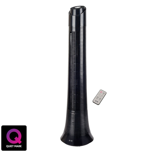 NSA Bladeless Column Tower Fan Remote Control 32 Speed Black 111cm Oscillating