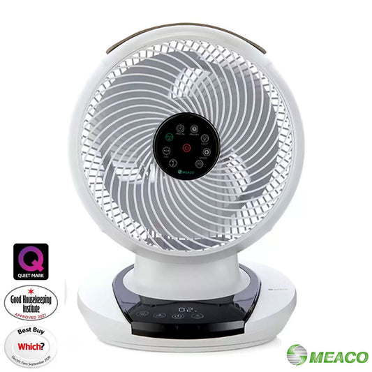 Meaco 10" Air Circulator Fan 12 Speed Remote Control Oscillating White 23.5W