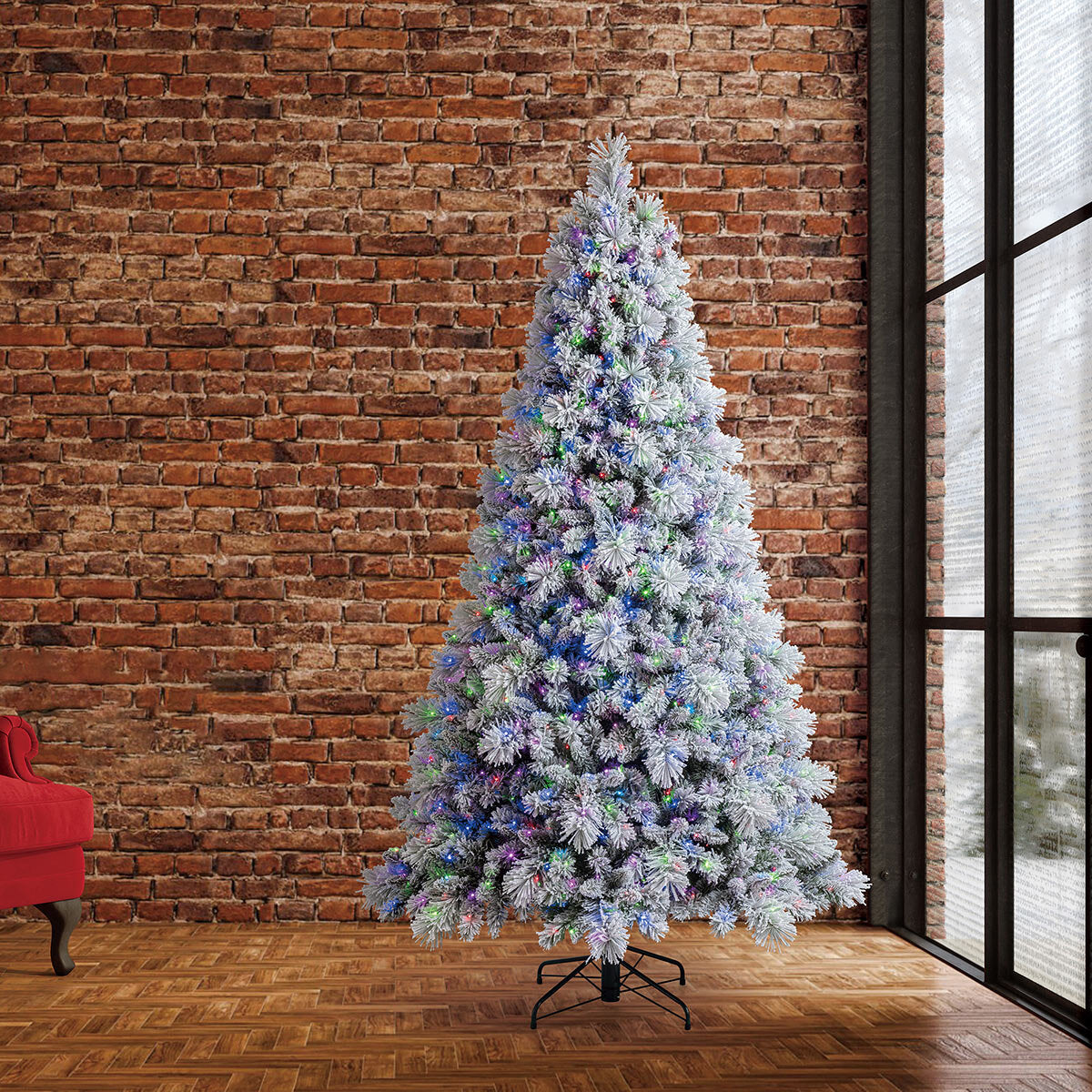 5ft Pre-Lit Glitter Flocked Artificial Christmas Tree 1150 LED Twinkle Light