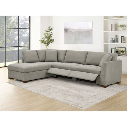 Thomasville Miles Grey Fabric Corner Sofa LHF Two Power Footrests Pocket Coil