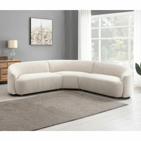 Dolen Beige Fabric 3 Piece Corner Sofa Pocket Coil Sinuous Spring Lounge Suite