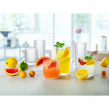 King Crystal Lotus Glassware Drinkware Set 16pc Highball Tumbler Blue 405ml
