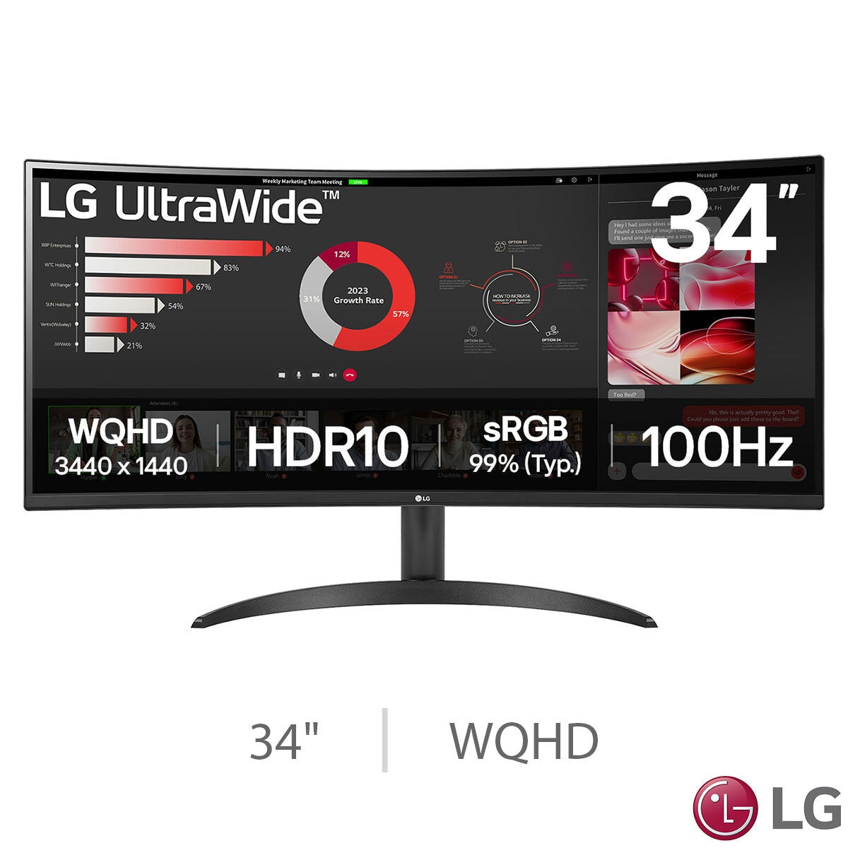 LG 34WR50QK-B UltraWide Gaming Monitor 34" WQHD 3440x1440 VA 100Hz Black