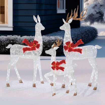 6ft LED Deer Family Set of 3 White Christmas Decoration Indoor Outdoor Steel