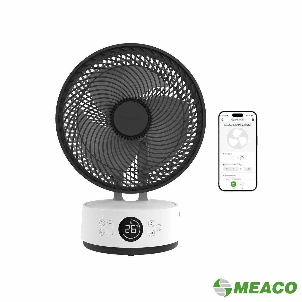 Meaco Sefte Pro 10" Cordless Desktop Air Circulator Fan 12 Speed White 38cm