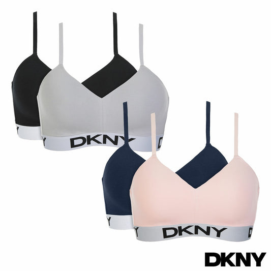 DKNY Ladies Wireless Plunge Bra 2 Pack Multipack Lingerie Various Colours S-XL