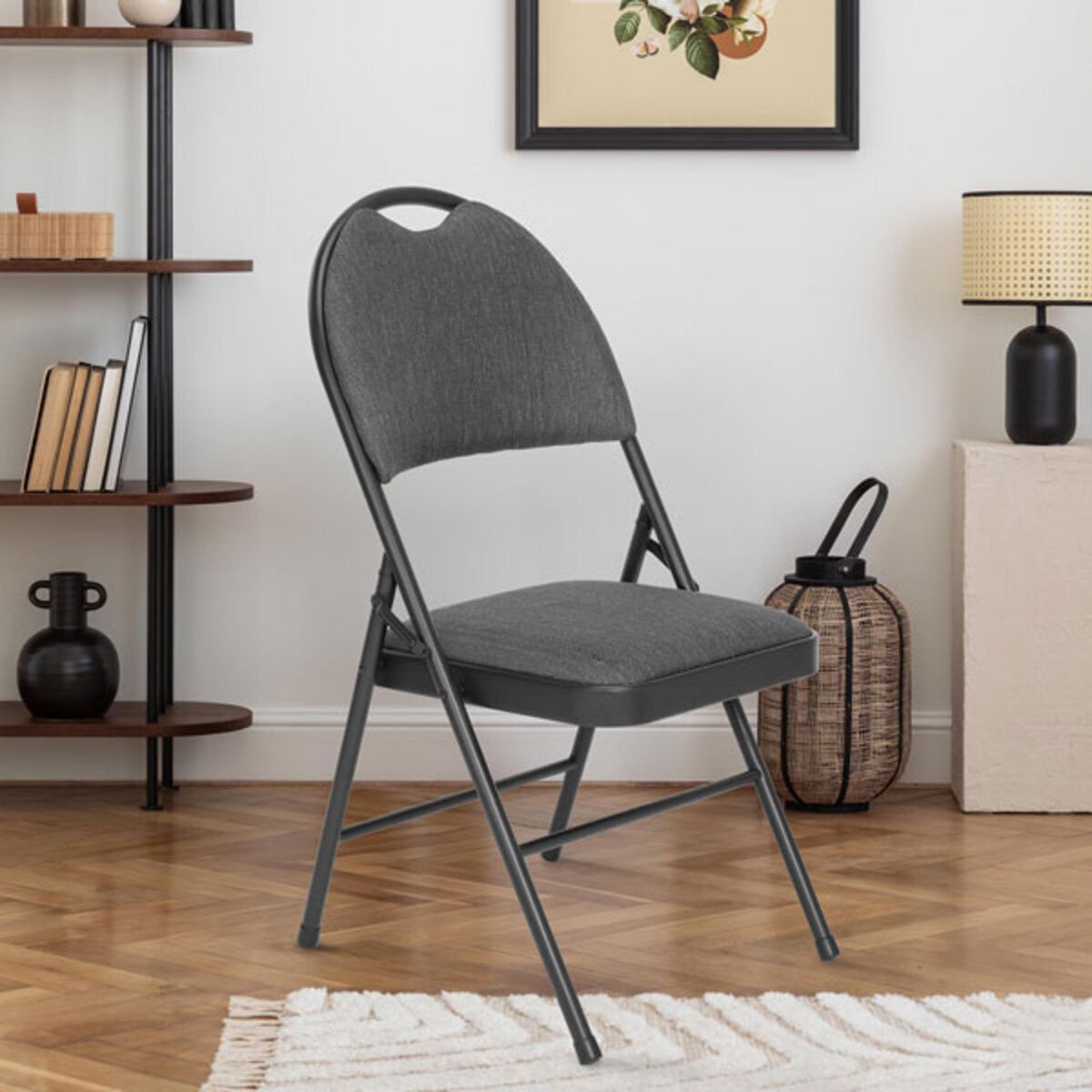 Star Elite High Back Padded Fabric Folding Chairs Grey 4 Pack Dining Event