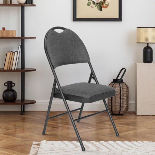 Star Elite High Back Padded Fabric Folding Chairs Grey 4 Pack Dining Event