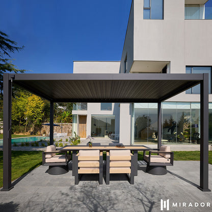 Mirador Louvered Aluminium Pergola Anthracite Adjustable Louvres 2.7m x 4.4m