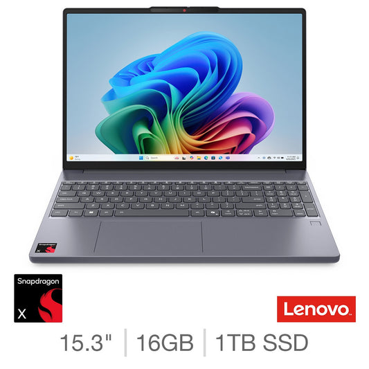 Lenovo IdeaPad Slim 3 Laptop 15.3" Snapdragon X 16GB 1TB SSD WiFi 7 Grey
