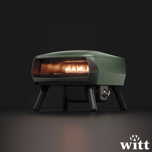 Witt Piccolo Rotante Gas Pizza Oven 13" 500°C 5 Piece Bundle Green Outdoor