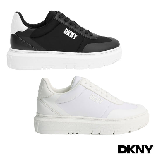 DKNY Ladies Mac Lace Up Trainer Sneaker Casual Sports Shoes Black White uk 4.5/5