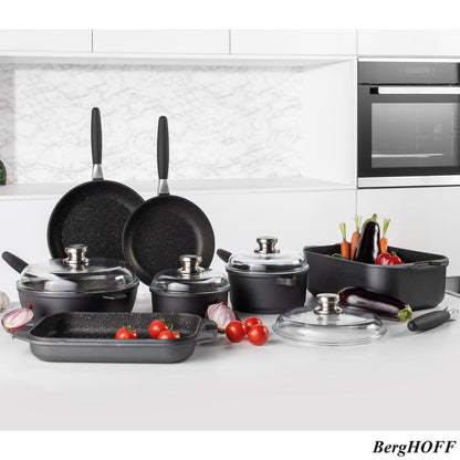 BergHOFF Eurocast 11 Piece Non-Stick Cookware Set Induction Cast Iron Black