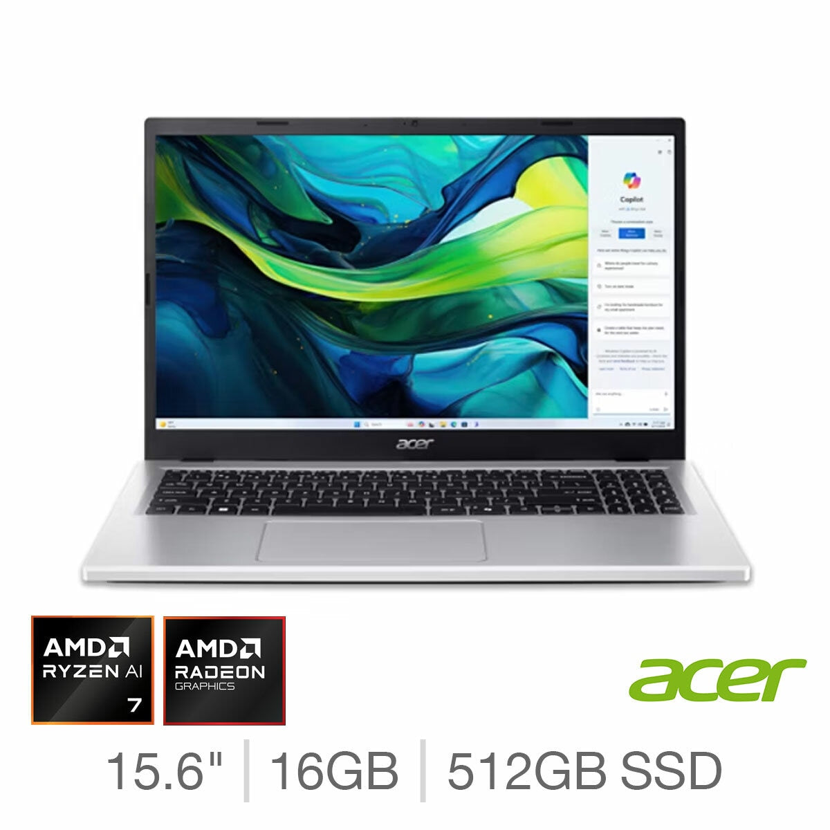 Acer Aspire Lite Laptop 15.6" AMD Ryzen 7 8840HS 16GB RAM 512GB SSD Grey
