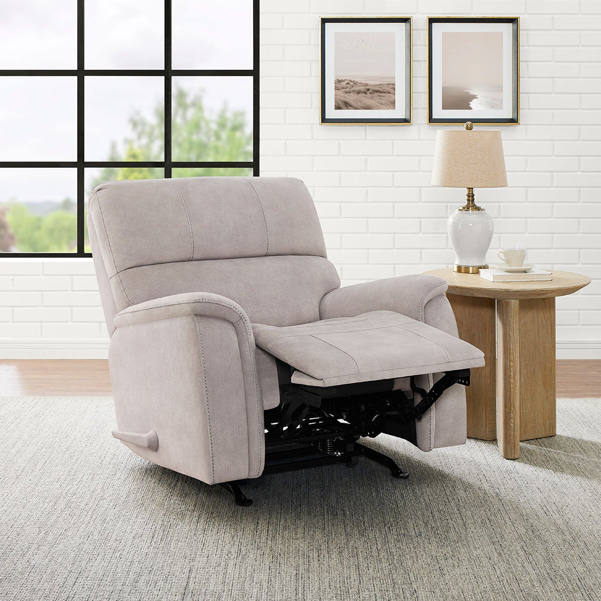 True Innovations Hayden Beige Fabric Manual Recliner Armchair Rocker Chair
