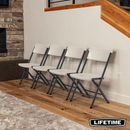 Lifetime Bypass Commercial Folding Chair 4 Pack Cream Plastic Indoor Outdoor