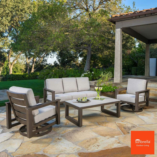 SunVilla Royce 4PC Garden Deep Seating Set Aluminium Sunbrella Sofa Beige Cover