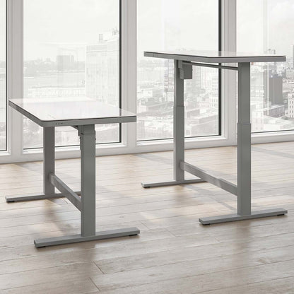 Tresanti Geller Sit Stand Desk White Glass Top Height Adjustable USB Charging