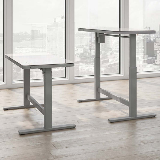Tresanti Geller Sit Stand Desk White Glass Top Height Adjustable USB Charging