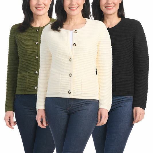 Hilary Radley Textured Knit Jacket Womens Coat Various Colours Size Small