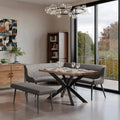 Indus Valley Henley Wooden Dining Table Grey Corner Bench Set Iron Frame Wood