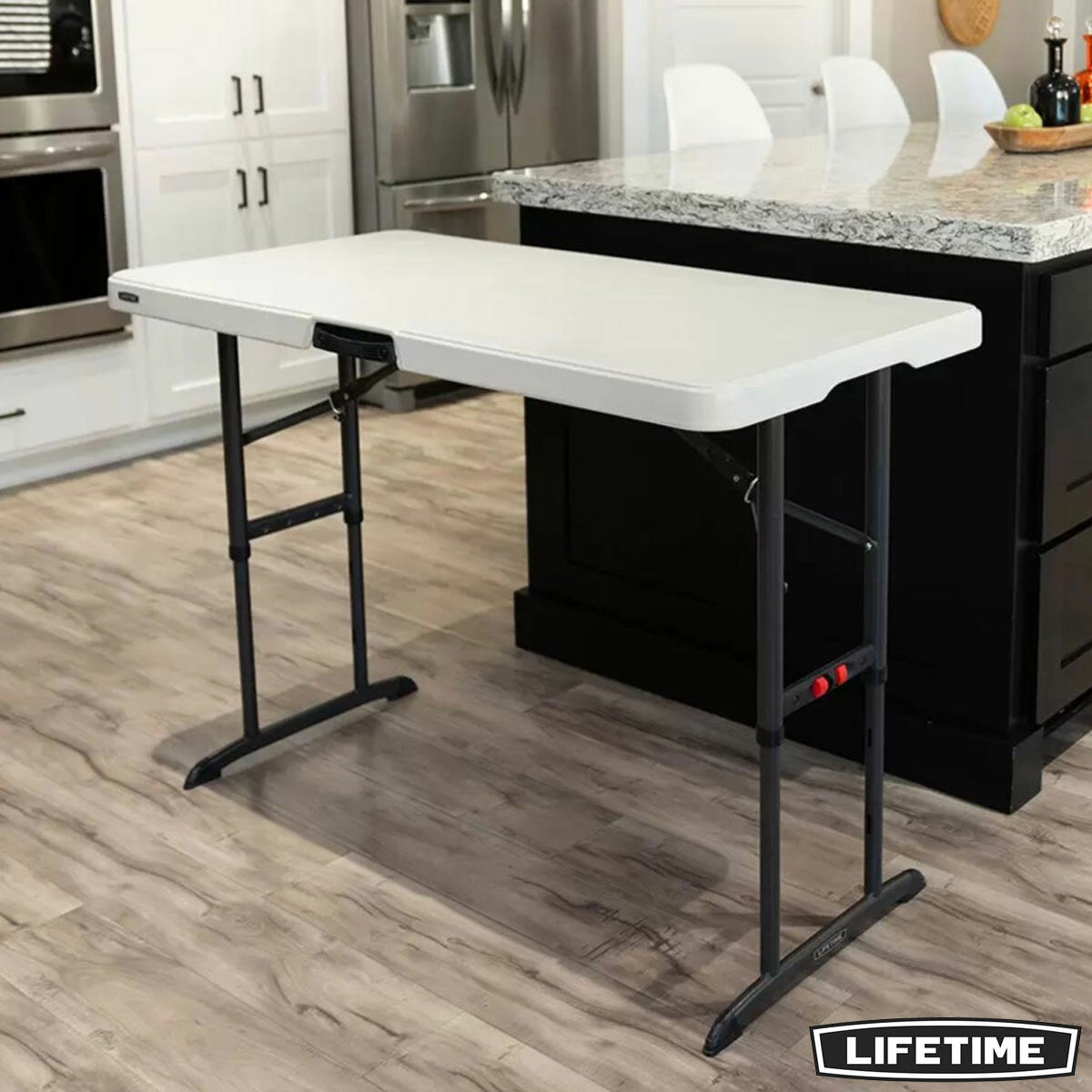 Lifetime 4ft Adjustable Height Folding Nesting Table White Cream Outdoor