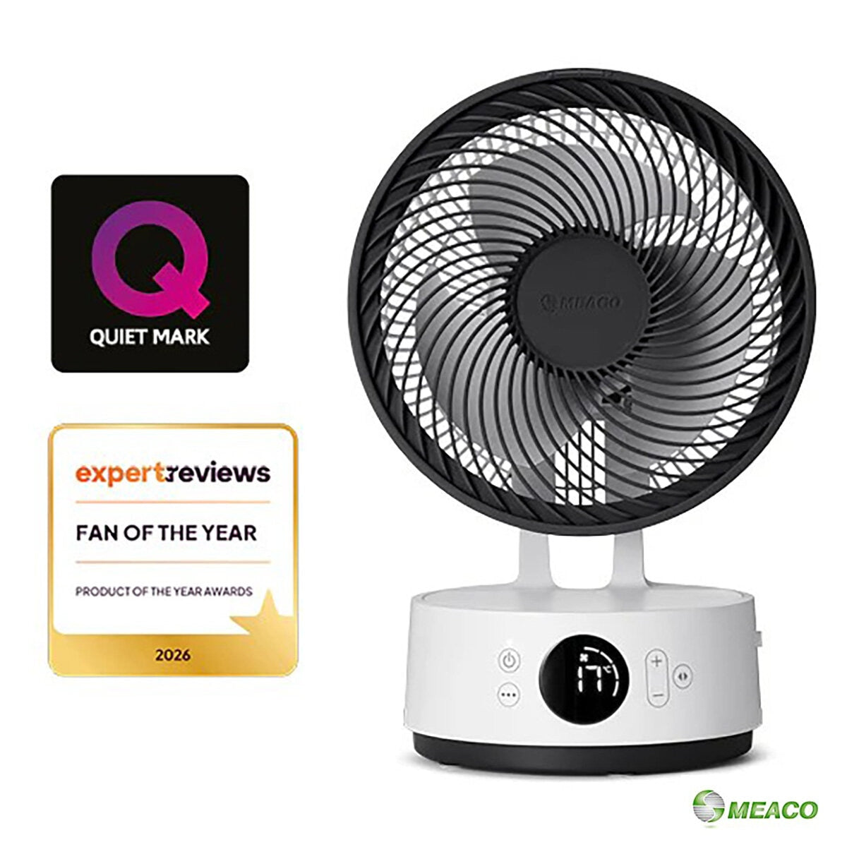 Meaco Sefte 8" Rechargeable Desktop Air Circulator Fan Cordless 12 Speed White
