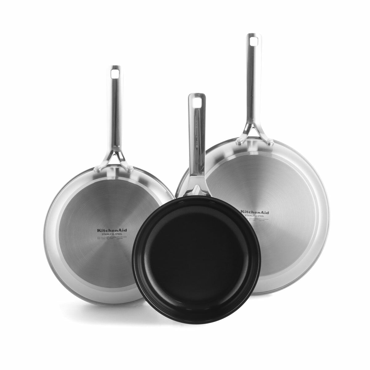 KitchenAid Stainless Steel Frying Pan Set 3 Piece 20 24 28cm Induction Safe