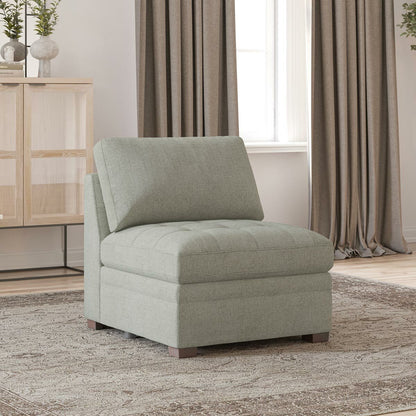 Thomasville Tisdale Modular Armless Chair Beige Fabric Pocket Coil Sofa Seat