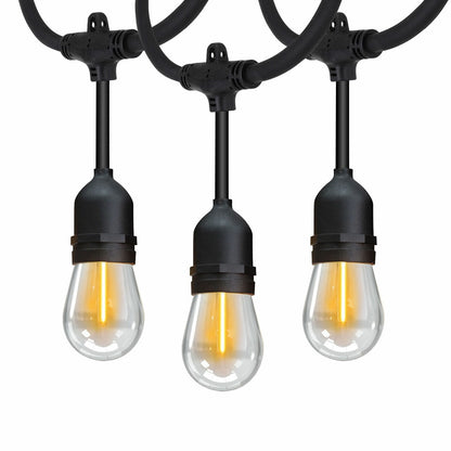 Feit 48ft LED Outdoor String Lights 24 Bulb IP44 Weatherproof Garden Black