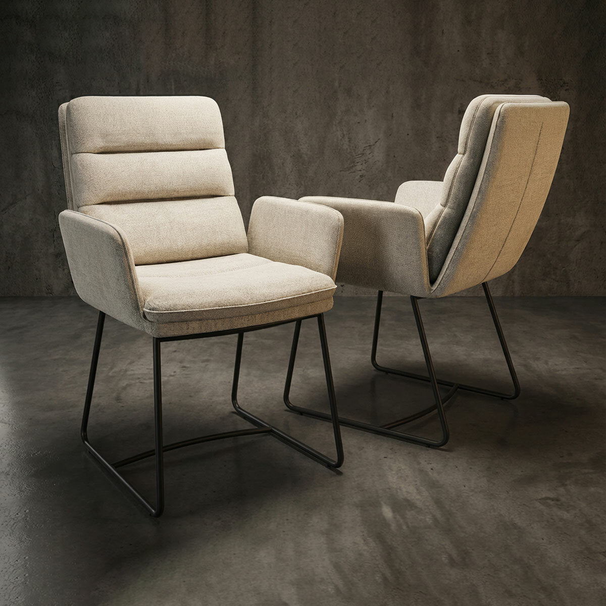 AKANTE Copenhague Fabric Dining Chairs Off White Set of 2 Kitchen Modern 90cm