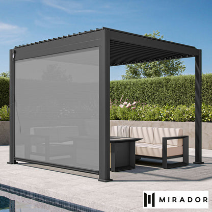 Mirador Pergola Pulldown Blind Black 2.8m Waterproof Aluminium Privacy Screen