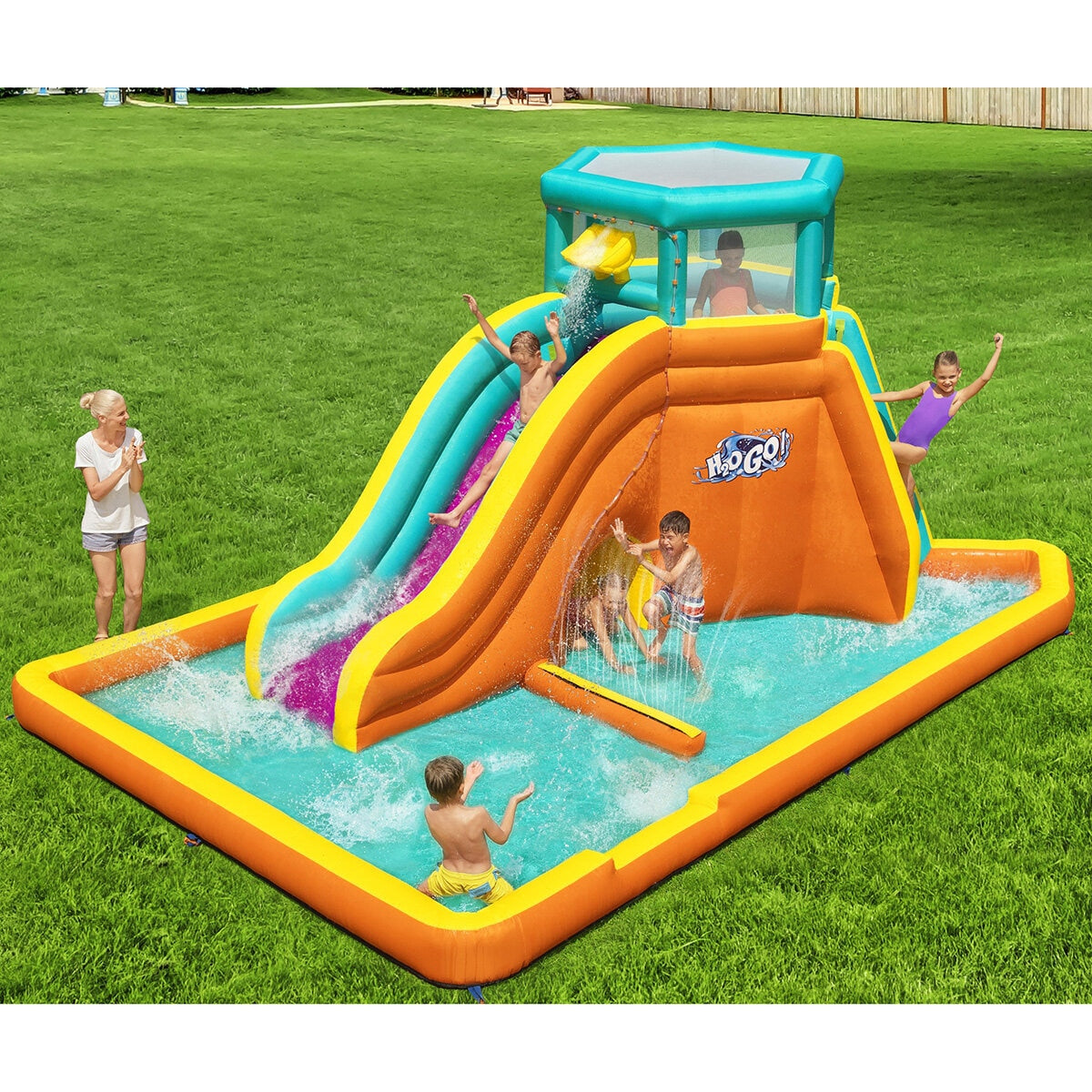 H2OGO! Tidal Tower Mega Inflatable Water Park Slide Sprinkler Black 265cm