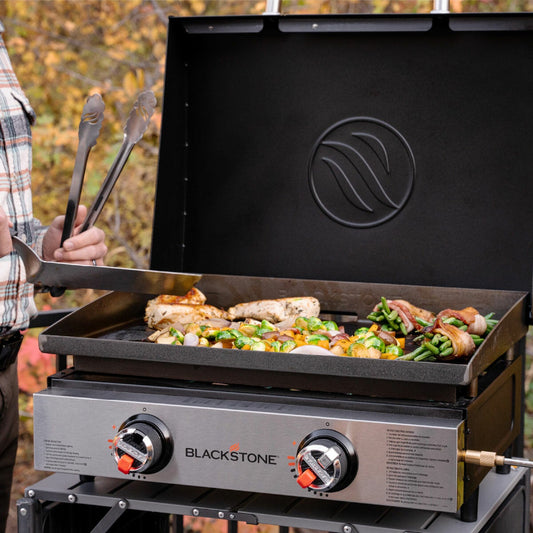 Blackstone 22" Table Top Gas Griddle 2144DK 2 Burner BBQ Grill With Hood Black