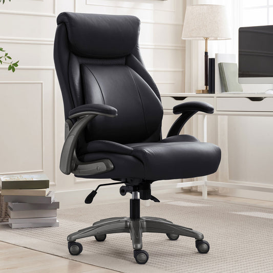 La-Z-Boy Air Lumbar Ergonomic Manager Office Chair PU Flip Arms Black Desk