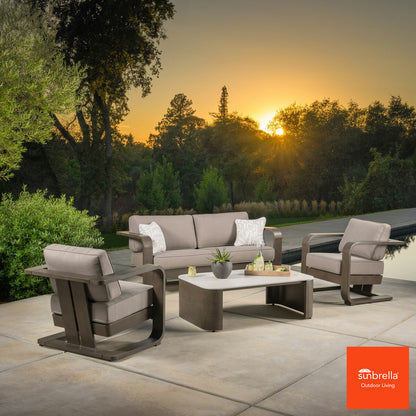 SunVilla Gibson 4PC Deep Seating Set Aluminium Sunbrella Grey Garden Sofa