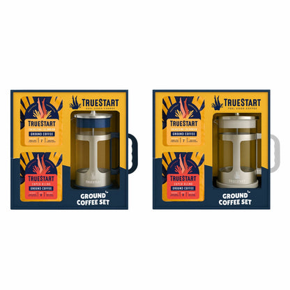 TrueStart 8 Cup Cafetiere 1L & 2x200g Arabica Ground Coffee Gift Set Bundle