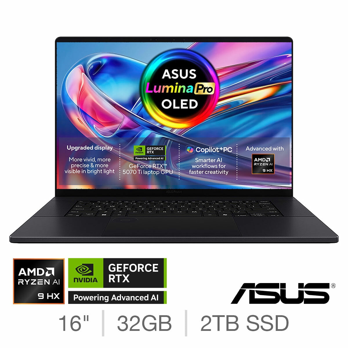 ASUS ProArt H7606WR 16" 4K OLED Laptop Ryzen AI 9 32GB 2TB RTX 5070 Ti Black